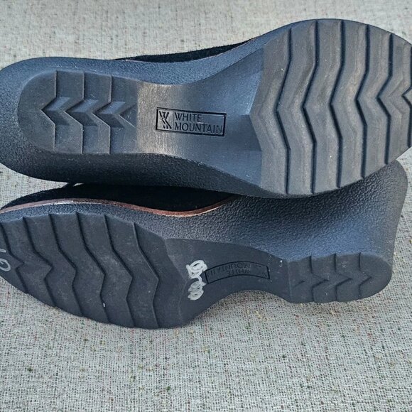 White Mountain Women Wedge Bootie Black Suede Leather Lace Up Shoes Size 8.5 - Picture 10 of 12